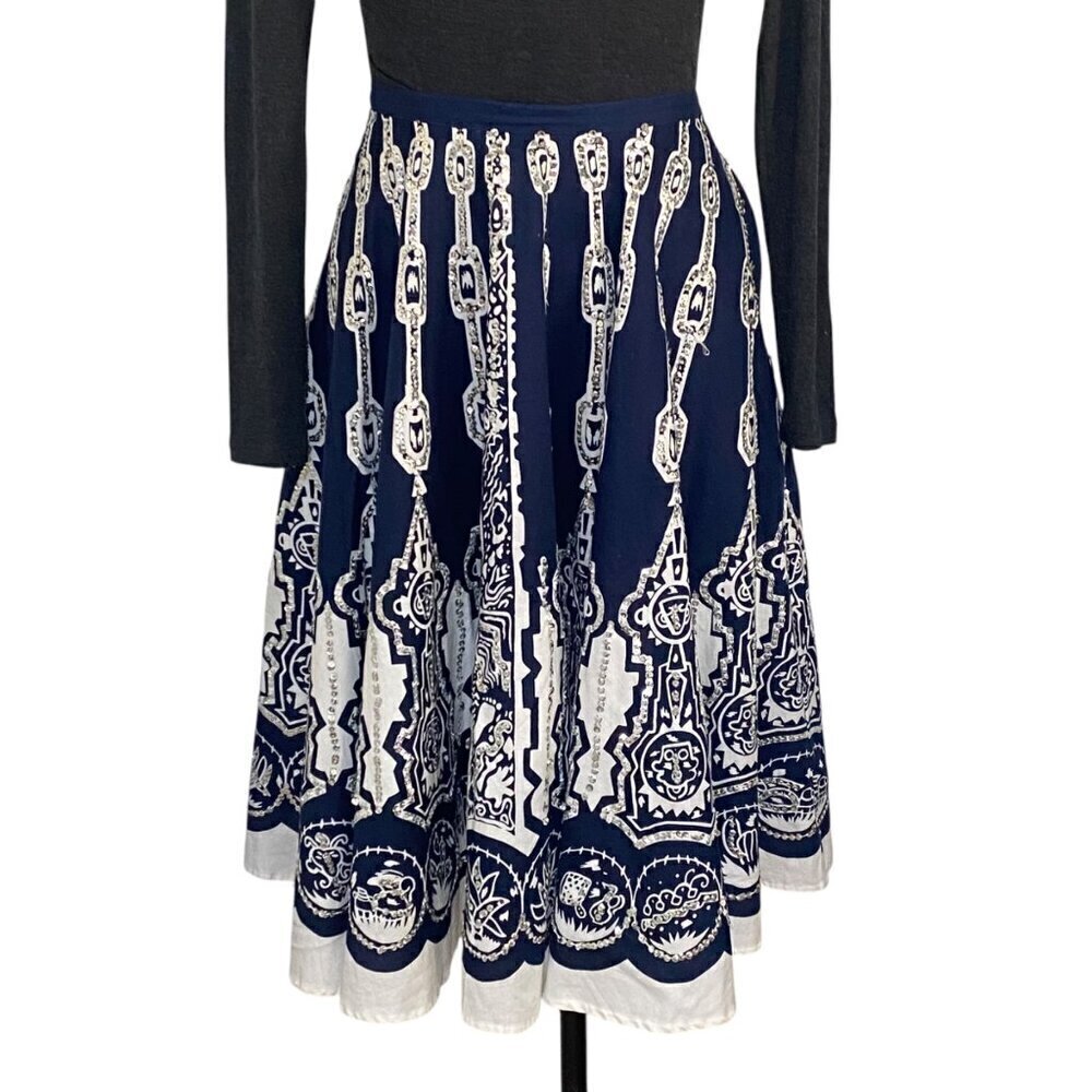 Silkland Vintage Inspired Sequins and Navy Blue Full Skirt Size 10